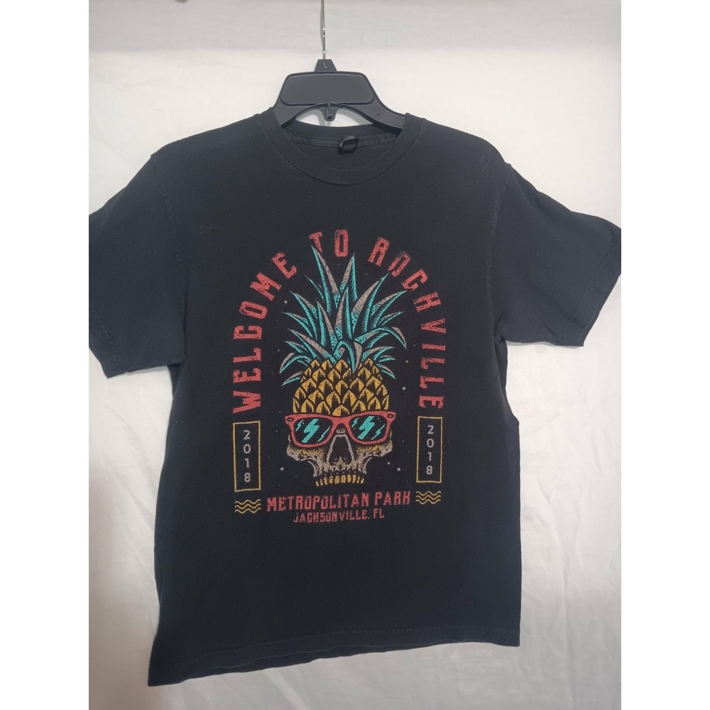 Welcome to Rockville 2018 Festival Graphic T-Shirt Skull Pineapple Black Size M